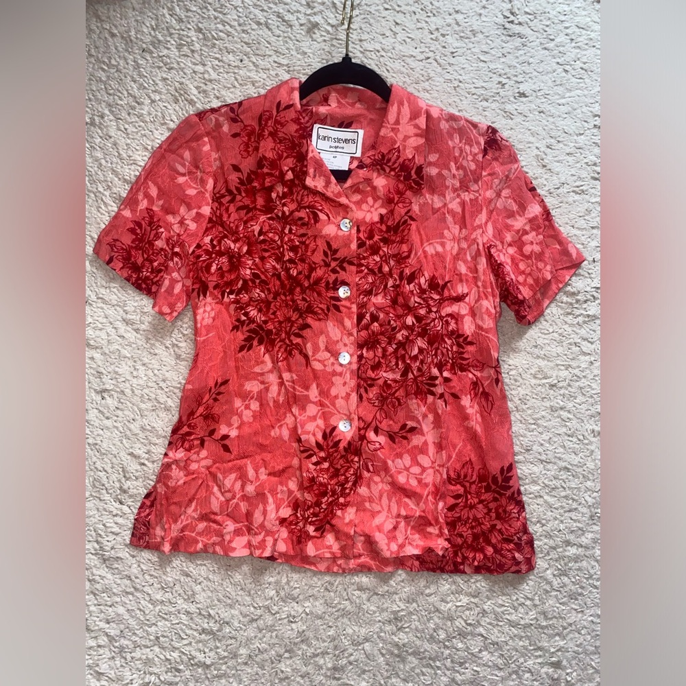 Vintage floral button down blouse